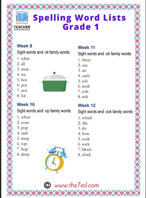 Grade Spelling List Worksheet At