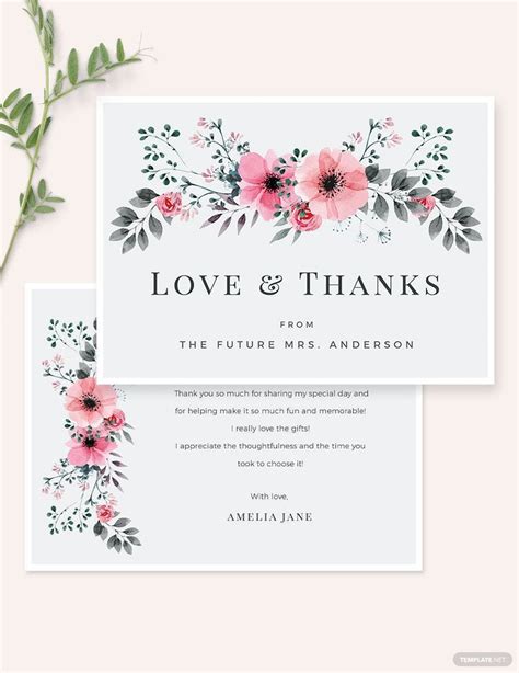 Bridal Shower Thank You Card Template In Pages Psd Illustrator Word