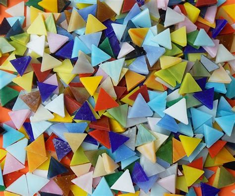 800 Pieces Triangle Mosaic Tiles Stained Glass 5 8 Inch Assorted Colors For Art Craft And Home