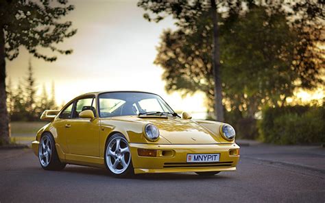 Wallpaper Porsche 911 Sports Car Yellow Cars Convertible