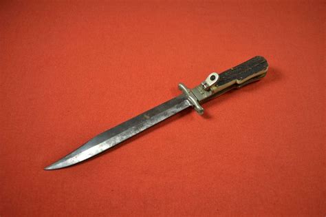 Vintage German Gebr Grafrath Widdert Solingen Folding Bowie Knife Stag