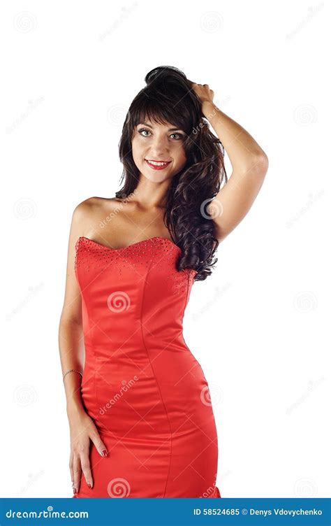 Young Beautiful Woman In Red Dress Stock Image Image Of Model Face