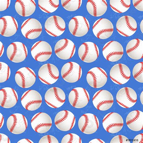 Baseball Balls On Blue Background Seamless Pattern Stock Vector