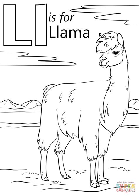 The letter l is relatively easy to write, with only one standing line and one sleeping line. Letter L is for Llama coloring page | Free Printable ...