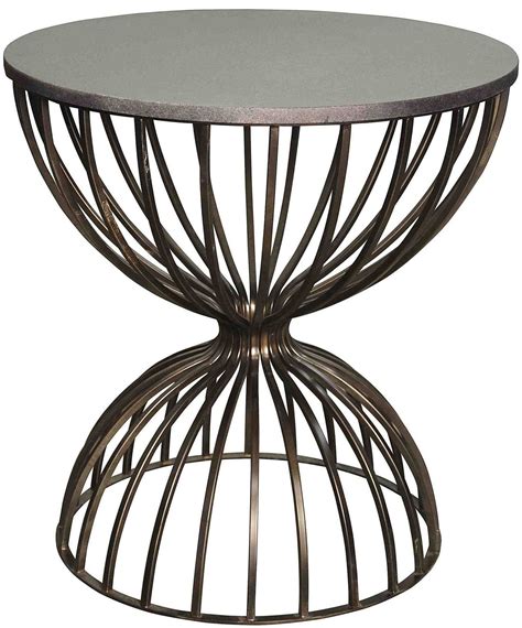 Metal And Stone Hourglass Occassional Side Table Metal Side Table