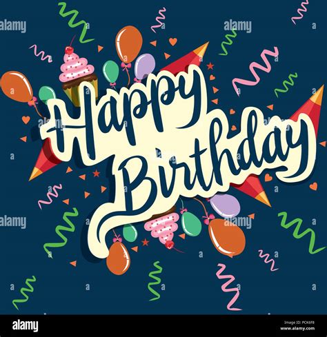Happy Birthday Celebration Greeting Card Illustration Design Stock