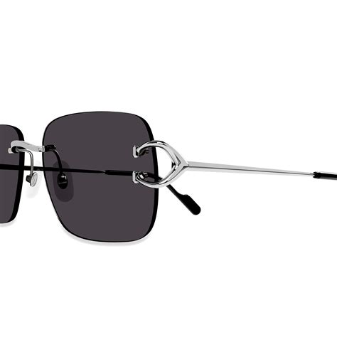 Cartier Eyewear Ct0330s 001 C Decor Silver Grey Rimless Sunglasses Crepslocker