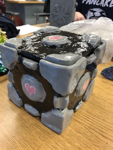 I Made The Companion Cube From Portal In My Ceramics Class Rgaming