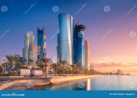 Skyline Of West Bay And Doha City Center Qatar Stock Photo Image Of