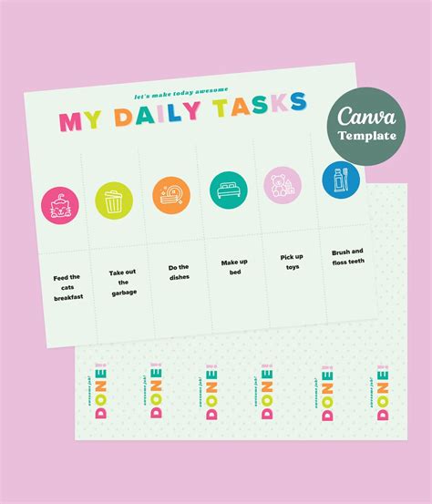 My Daily Tasks Canva Template Shop Favorite Printables