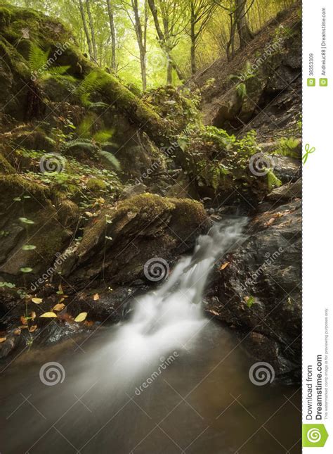 Beautiful Waterfall On Mountain River In A Forest In Autumn Stock Image