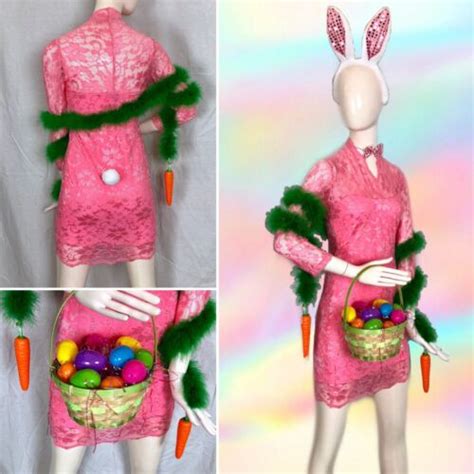 7 Pc Sexy Easter Bunny Rabbit Costume Dress Ears Tail Basket Boa Unique