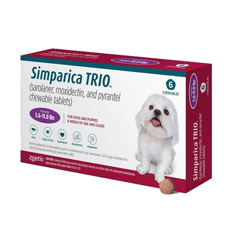 Simparica Trio Chewable Tablets For Dogs 56 11 Lbs Purple 6 Month