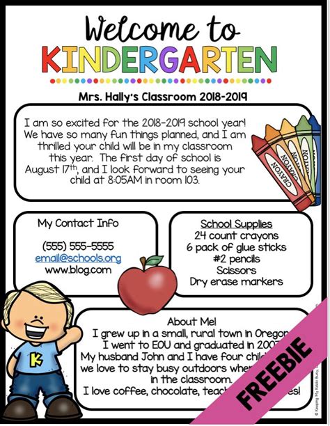 Free Welcome To Kindergarten Newsletter Meet The Teacher And Open