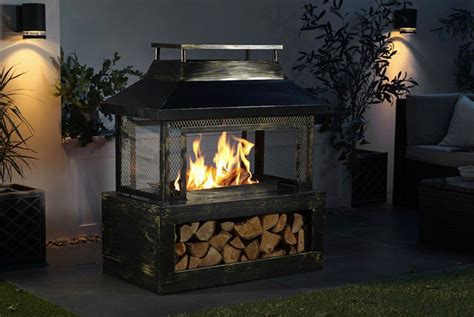 Neo Black Outdoor Log Burner Fire Pit Deal Livingsocial