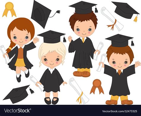 Little Kids Graduating Royalty Free Vector Image