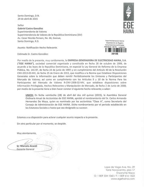 Carta Acuse De Recibo