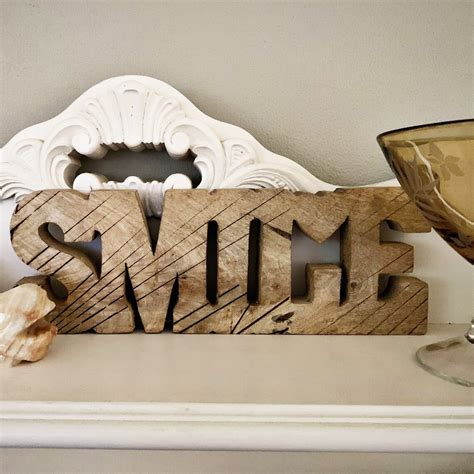 Hand Carved Wooden Smile Home Decor Etsy