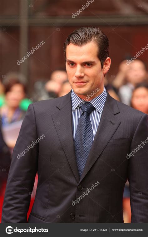 British Actor Henry Cavill Poses Press Conference New Movie Man Stock