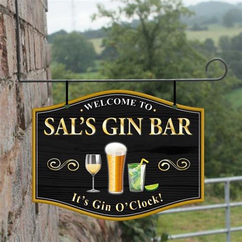 Jaf Graphics Personalised Home Gin Bar Hanging Pub Sign