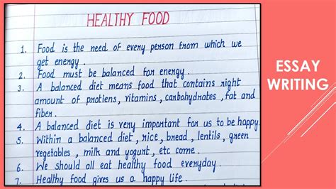 10 Lines Essay On The Healthy Food Essay Writing Short Essays