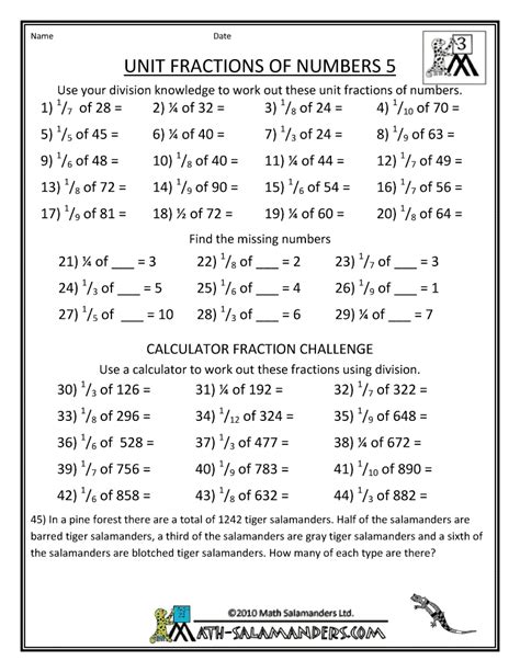 Printable Fraction Worksheets Unit Fractions Of Numbers 5 780×1009