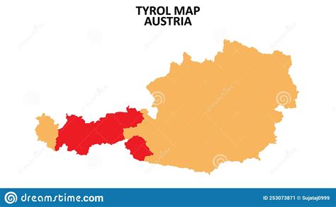 Tyrol Red Highlighted In Map Of Austria Royalty Free Illustration