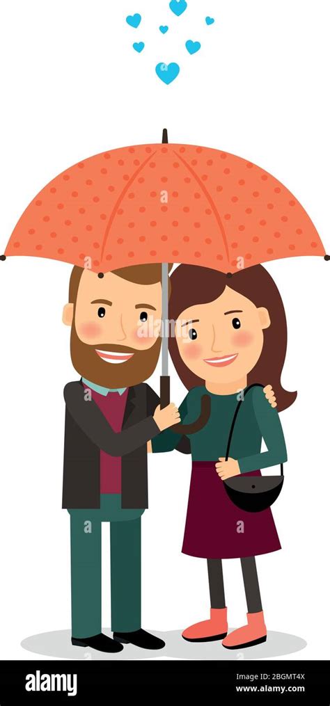 Couple In Love Under Umbrella Happy Couple Vector Illustration Stock Vector Image And Art Alamy