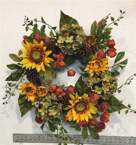 Autumn Elegance Sunflower Wreath Thanksgiving Wreaths Sunflower