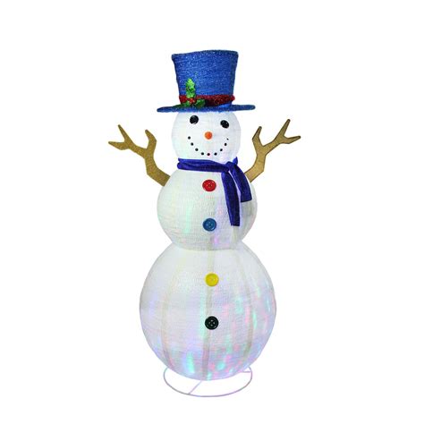 72 Pre Lit Led Multi Color Embossed Snowman With Top Hat Outdoor