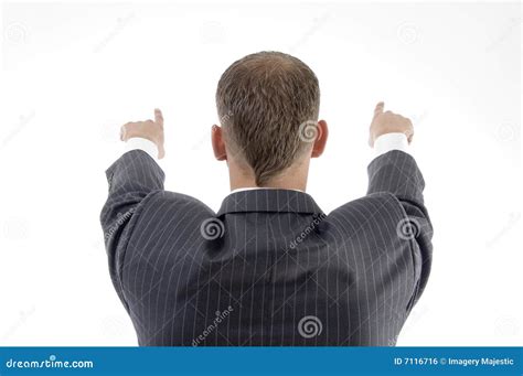 Young Businessman Pointing Back Side Stock Photo Image Of Occupation