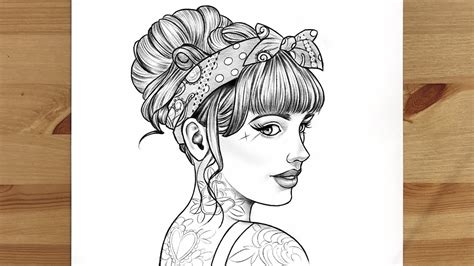 Rockabilly Pin Up Girl Drawing