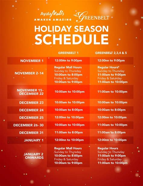 SM & Ayala Malls Releases Mall Hours For 2018 Christmas Holidays