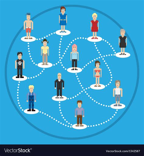 Pixel People Social Connection Royalty Free Vector Image