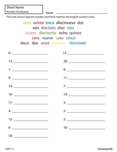 Spanish number words #spanishworksheets #classroomiq #newteachers