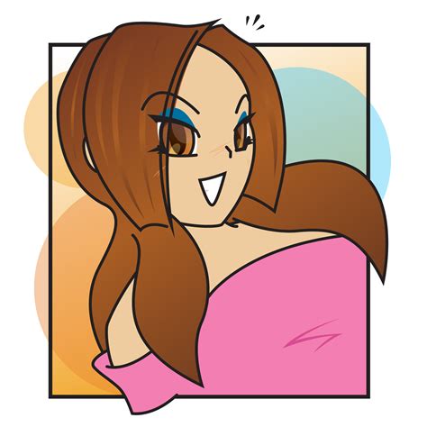 Anime Girl — Vector Illustration Semi Profile Shot Of A Cute Brunette