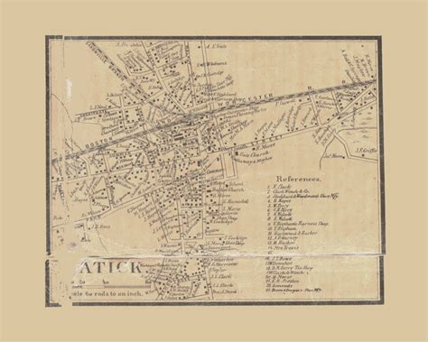 Natick Natick Massachusetts 1856 Old Town Map Custom Print Middlesex