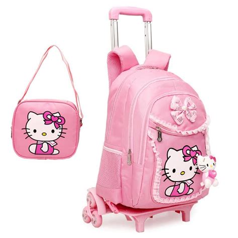 Hello Kitty Trolley School Bag For Girls Removable Cartoon School
