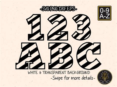 Striped Font Design Alphabet Letters And Numbers Vect