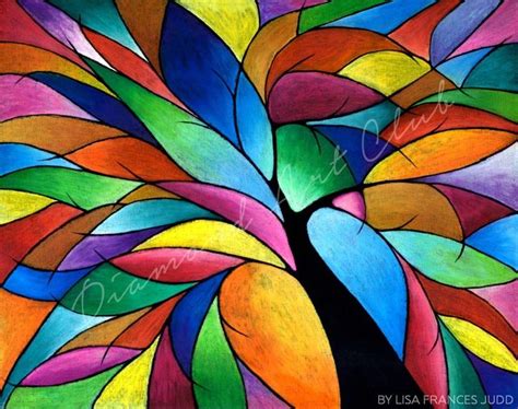 Rainbow Tree Painting Abstract Tree Art