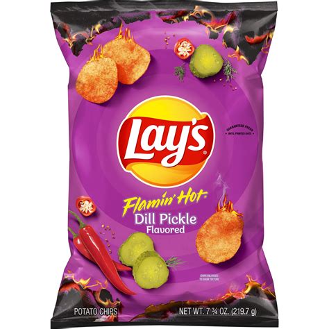 Lays Flamin Hot Dill Pickle Flavored Potato Chips 775 Oz Bag