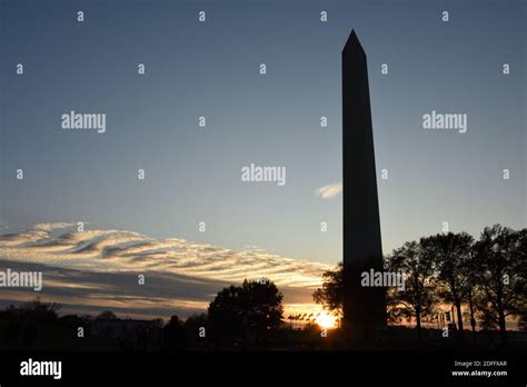 Silhouette Of Washington Monument The World Tallest Marble Obelisk At