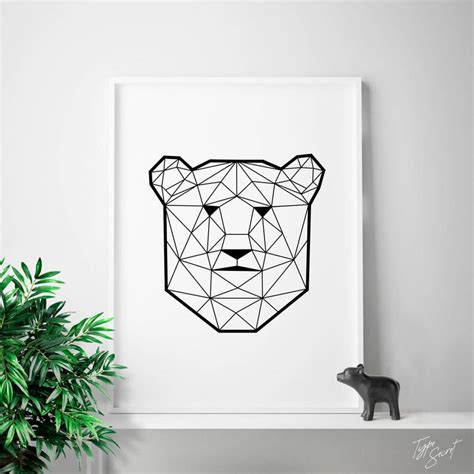 Geometric Printable Art Geometric Bear Geometric Downloads Etsy