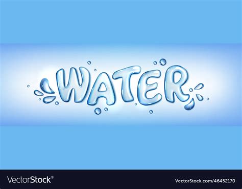 Realistic Water Text With Splash 3d Bubble Font Vector Image