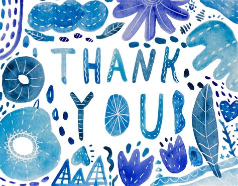 Blue Watercolor Thank You Card Honeyberry Studios