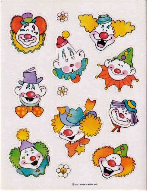 1980s 1990s 2000s Vintage Hallmark Clown Faces Sticker Sheet Etsy