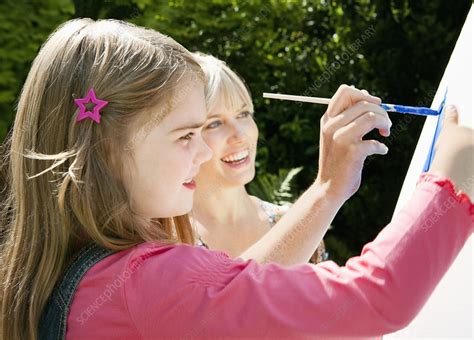 Mother And Daughter Painting Together Stock Image F0038861