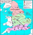 Map of Anglo-Saxon Enland: Northumbria, Mercia, Wessex | Map of britain ...
