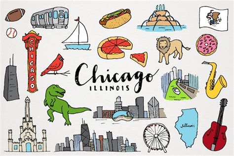 Chicago Illinois City Clipart Set Etsy