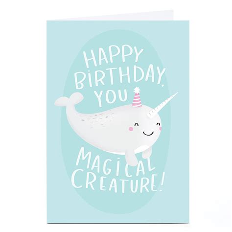 Buy Personalised Whale And Bird Birthday Card Narwhal For Gbp 229